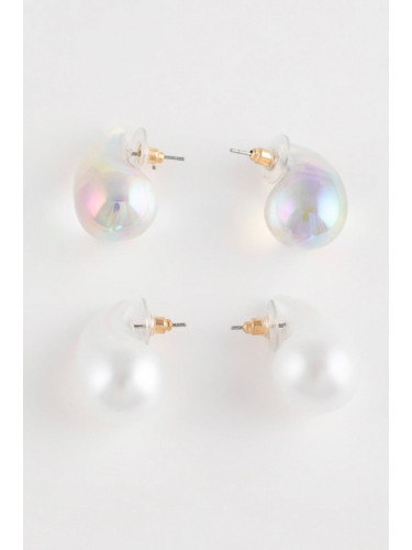 DEFACTO Women's 2-Piece Transparent Stone Earrings