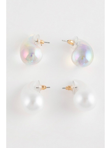 DEFACTO Women's 2-Piece Transparent Stone Earrings
