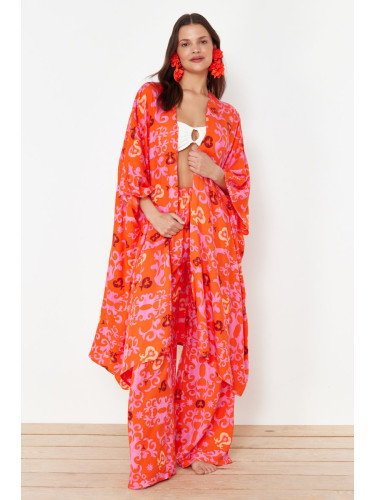 Trendyol Ethnic Patterned Belted Maxi Woven Kimono&Kaftan