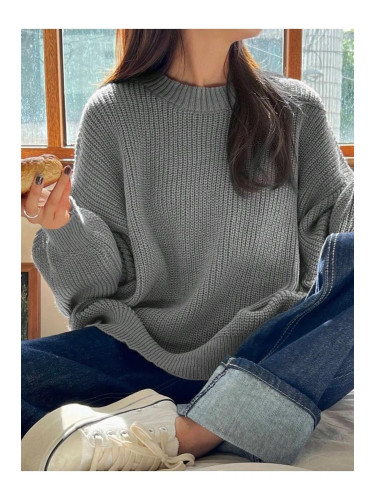 13242 Dewberry Oversize Women Sweater-GREY