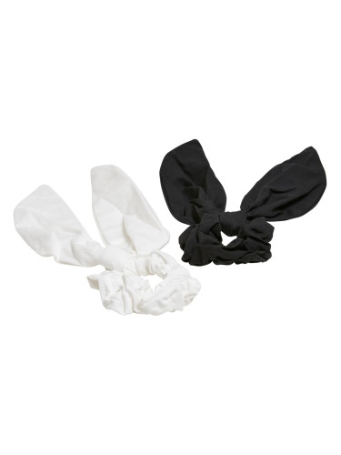 Scrunchies with Bow XXL 2-Pack Black/White