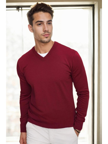 88341 Dewberry V Neck Knitwear Mens Sweater-BORDEAUX