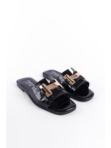 Capone Outfitters Women's H Gold Buckle Slippers