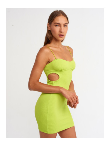 Dilvin 90394 Window Detail Mini Dress-dark Lime