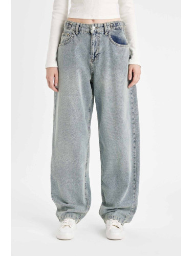 DEFACTO Baggy Fit High Waist Ankle Length Jean Washed Trousers