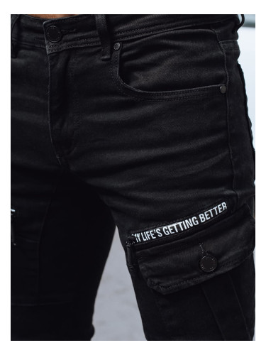 Men's Black Denim Cargo Pants Dstreet