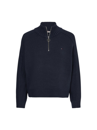 Tommy Hilfiger Sweater - ZIP-UP HIGH-NK SWEATER blue