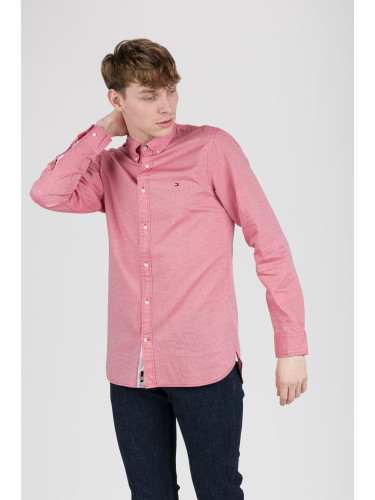 Tommy Hilfiger Shirt - SLIM FLEX DOBBY SHIRT red-white