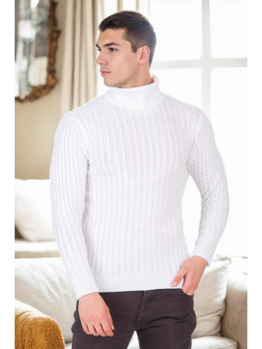 19295 Dewberry Turtleneck Mens Sweater-WHITE