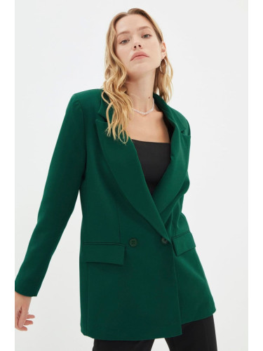 Trendyol Dark Green Lined Double Breasted Blazer Jacket