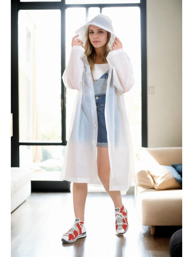 89762 Dewberry Waterproof Windproof Womens Raincoat-WHITE