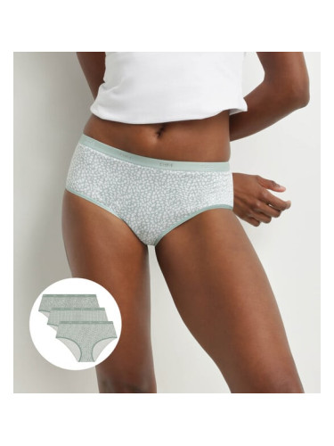 DIM LES POCKETS COTTON BOXER 3x - Women's cotton panties 3 pcs - white - grey - light green