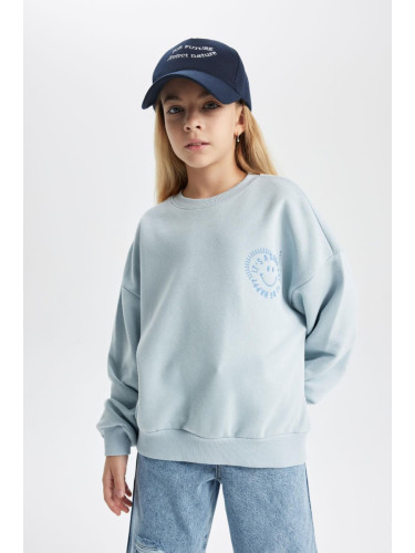 DEFACTO Girl Relax Fit Crew Neck Sweatshirt