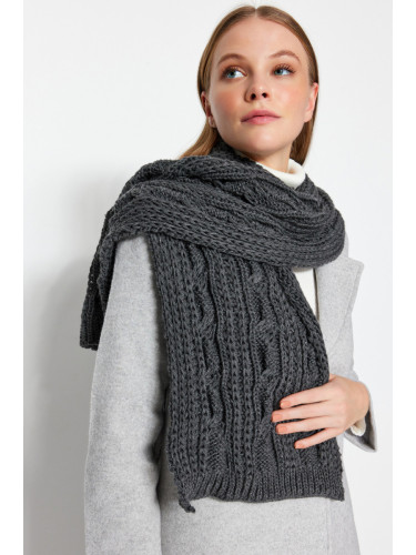 Trendyol Anthracite Knit Detailed Knitwear Scarf