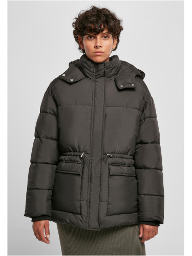 Women's Puffer Jacket at the Waist - Black