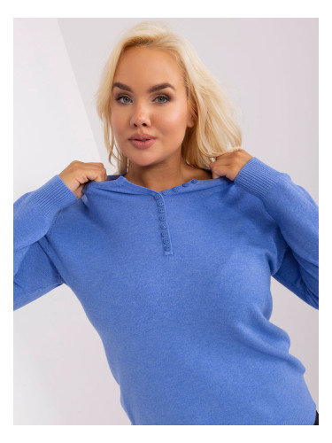 Blue sweater plus size with cuffs