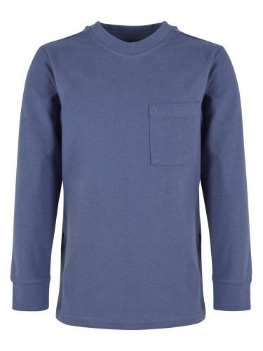 Boys' long-sleeved T-shirt with a pocket blue