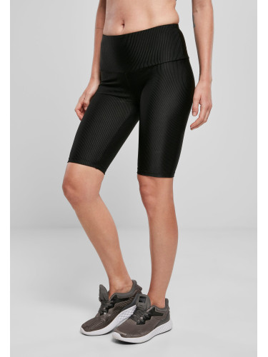 Women's Shiny Rib Cycle shorts with high waist black