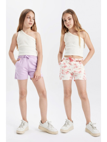 DEFACTO Girl's Printed 2-Piece Shorts