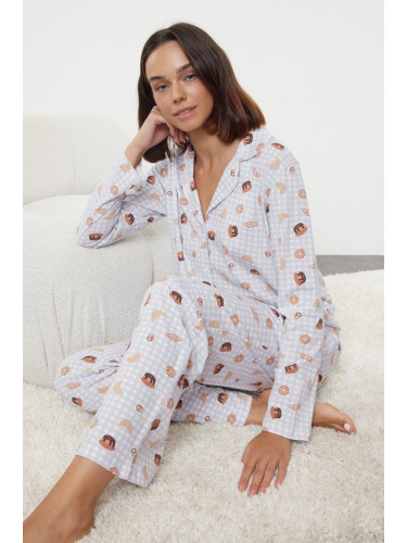 Trendyol Multicolored 100% Cotton Plaid Knitted Pajama Set