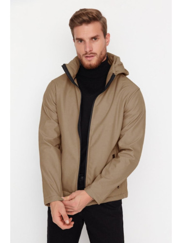 Trendyol Beige Men's Zippered Detachable Hooded Wind and Water Resistant Jacket