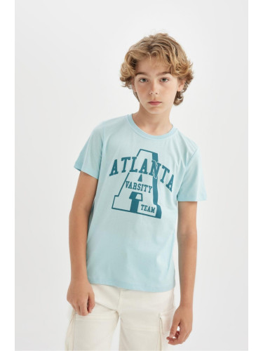 DEFACTO Boy's Crew Neck Printed Short Sleeve T-Shirt