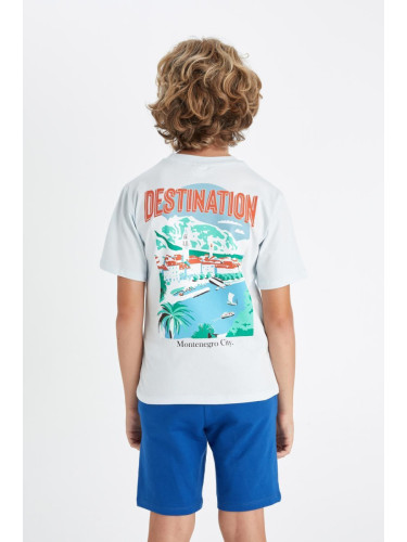 DEFACTO Boy's Crew Neck Back Printed Short Sleeve T-Shirt