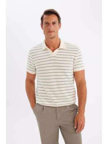 DEFACTO Regular Fit Striped Knitwear Short Sleeve Polo T-Shirt