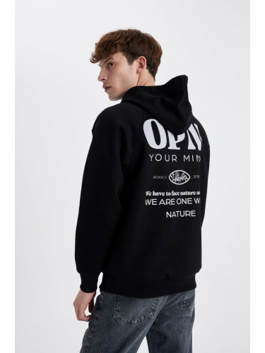 DEFACTO Oversize Fit Back Printed Hooded Sweatshirt