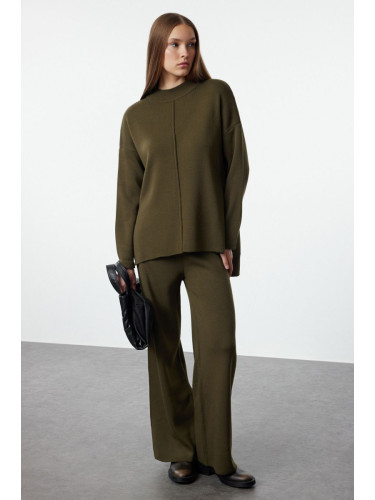 Trendyol Khaki Sweater Trousers Knitwear Bottom-Top Set