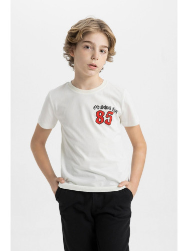 DEFACTO Boy's Crew Neck Printed Short Sleeve T-Shirt