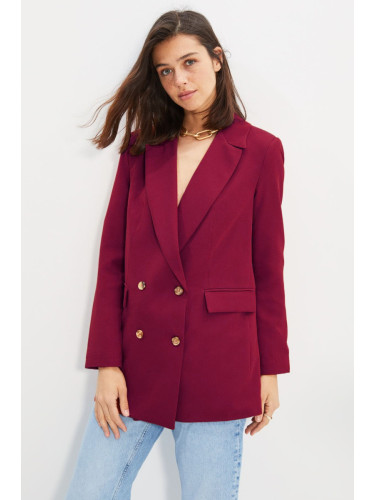 Trendyol Burgundy Oversize Lined Buttoned Woven Blazer Jacket