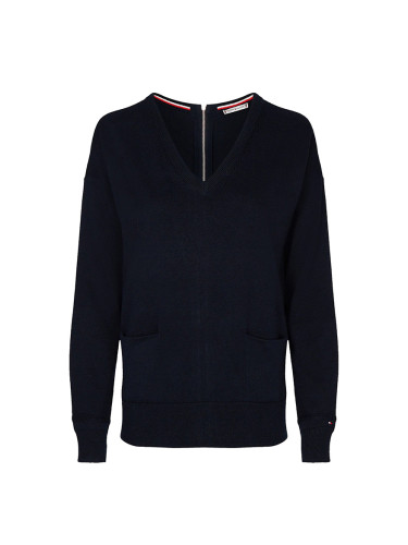 Tommy Hilfiger Sweater - NOLAA V-NK ZIPPER SWT LS blue