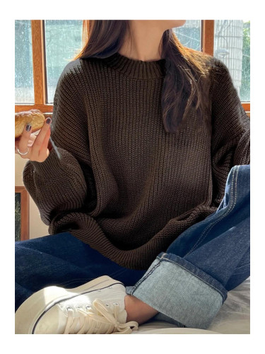 13242 Dewberry Oversize Women Sweater-COFFEE