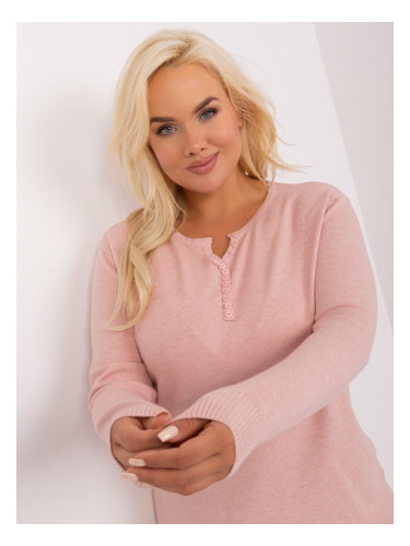 Light pink women's sweater plus size with buttons