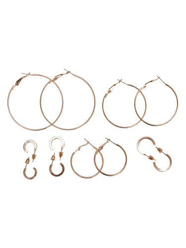 Basic hoop earrings 6-pack - gold color