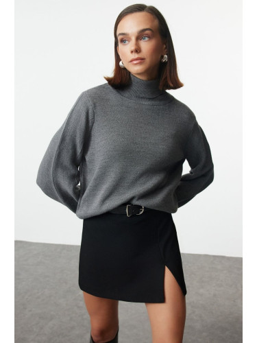 Trendyol Anthracite Basic Turtleneck Knitwear Sweater