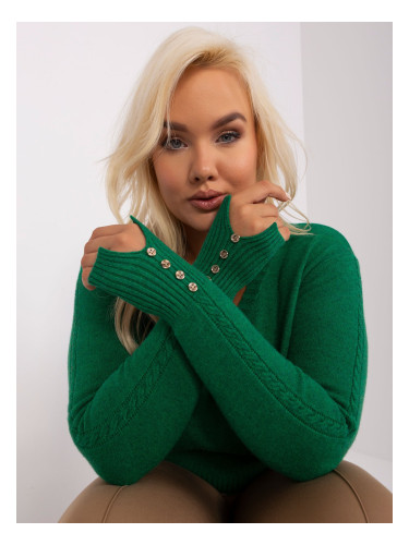 Navy green women's plus size sweater with buttons