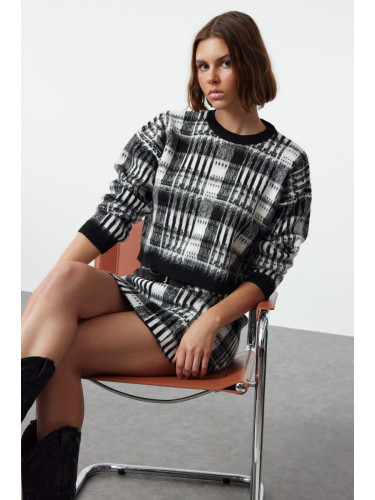 Trendyol Black Geometric Patterned Knitwear Bottom-Top Set