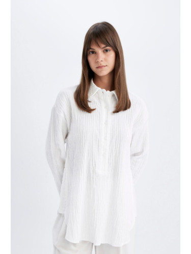 DEFACTO Relax Fit Muslin Long Sleeve Shirt Tunic