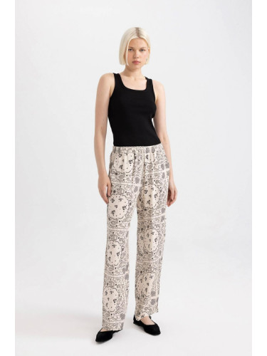 DEFACTO Fall In Love Regular Fit Paisley Patterned Viscose Beach Trousers
