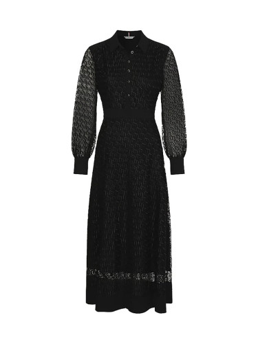 Tommy Hilfiger Dress - MESH EMB F&F MAXI DRESS LS black