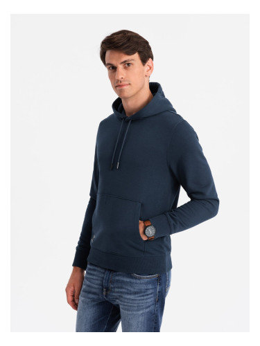 Ombre BASIC men's cotton kangaroo hooded sweatshirt - navy blue