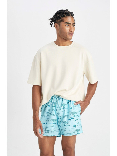 DEFACTO Patterned Mesh Lined Short Length Swim Shorts