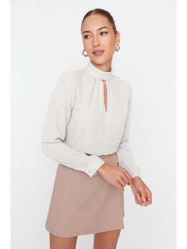 Trendyol Ecru High Collar Woven Blouse