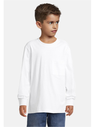 Boys' long-sleeved T-shirt with pocket white