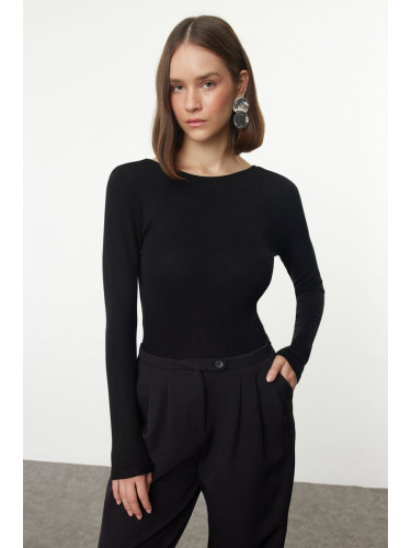 Trendyol Black Backless Slim/Fitting Regular/Normal Length Knitted Blouse