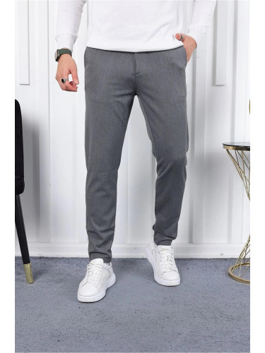 36197 Dewberry Ids Slim Fit Lycra Fabric Mens Trousers-GREY