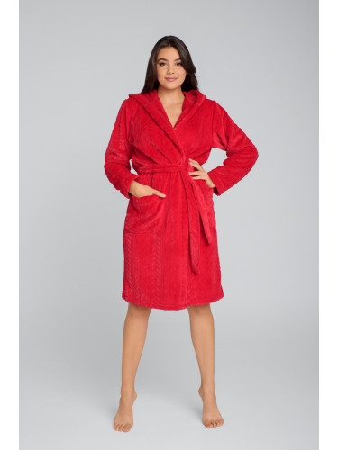 Women's bathrobe Zala with long sleeves - red