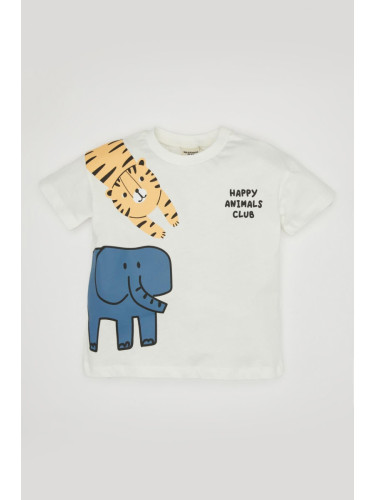 DEFACTO Baby Boy Crew Neck Animal Print Short Sleeve T-Shirt